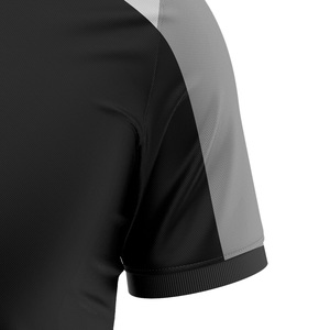 Maillot de football classique noir et gris respirant 100 % polyester à col boutonné pour l'été, idéal pour l'absorption de la transpiration et les équipes sportives. - Product Image 4
