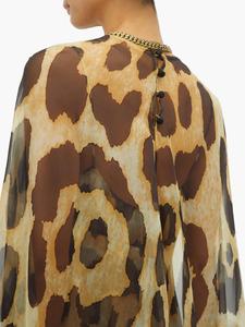 Abito <span class=keywords><strong>Lungo</strong></span> Casual da Donna 2026, Stile Boubou a Strati con Stampa Leopardata, Mantella in Seta - Product Image 6