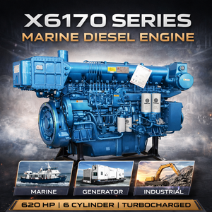 מנוע דיזל ימי מדגם Weichai X6170 סדרה 4 פעימות, 6 צילינדרים, 456 קילוואט, דגם X6170ZC620-2, לסירות דיג ולספינות מטען - Product Image 4