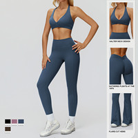 Nouvel Arrivage Ensemble de 5 Pièces Sexy à Décolleté Profond et Dos Ouvert, Vêtements de Sport pour Femmes, Vente Chaude