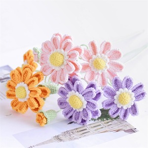 Flor inmortal de hilo tejido, crisantemo de cien días, producto terminado hecho a mano, ramo simulado de hilo, regalo, ramo terminado - Product Image 4