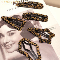 Nouveau design rétro imprimé léopard nuage gouttelette forme BB Clips Snap épingles à cheveux Barrettes accessoires pour femmes et filles