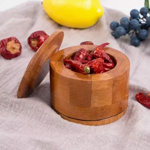 برطمان توابل مطبخ خشبي من الخيزران ، برطمان زيت ملح - Product Image 5