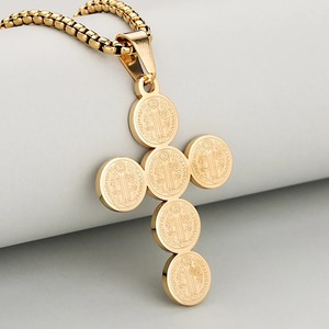Collana con Pendente Croce di <span class=keywords><strong>San</strong></span> Benedetto in Acciaio Inossidabile, Gioiello Religioso Retrò per Uomo e Donna, Fede Cristiana Cattolica - Product Image 5