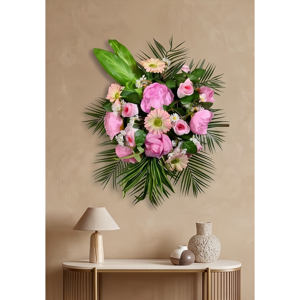 <b>Artificial</b> Pink Rose and Daisy <b>Bouquet</b> Decorative Wreath and Swag Floral Arrangement for Home Wedding Wall Decor - Product Image 3