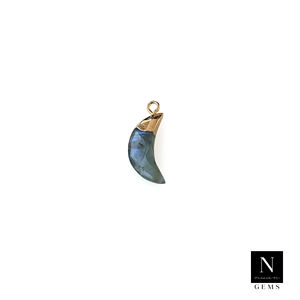 Collar con colgante de labradorita facetada de 21x6mm chapado en oro de 18 quilates forma de luna clásica con diamante y latón para fiestas - Product Image 4