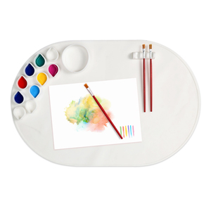 Tapis de peinture en silicone, tapis d'art en silicone avec gobelet à eau, fait main, effaçable, lavable, pour résine, argile, pour enfants - Product Image 1