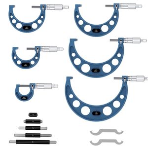 0-6 इंच का बाहरी व्यास माइक्रोमीटर सेट 6-टुकड़ा उच्च-परिशुद्धता माइक्रोमीटर उपकरण सेट 0.0001 इंच स्केल कार्बाइड टिप बाहरी माइक्रोमीटर - Product Image 5