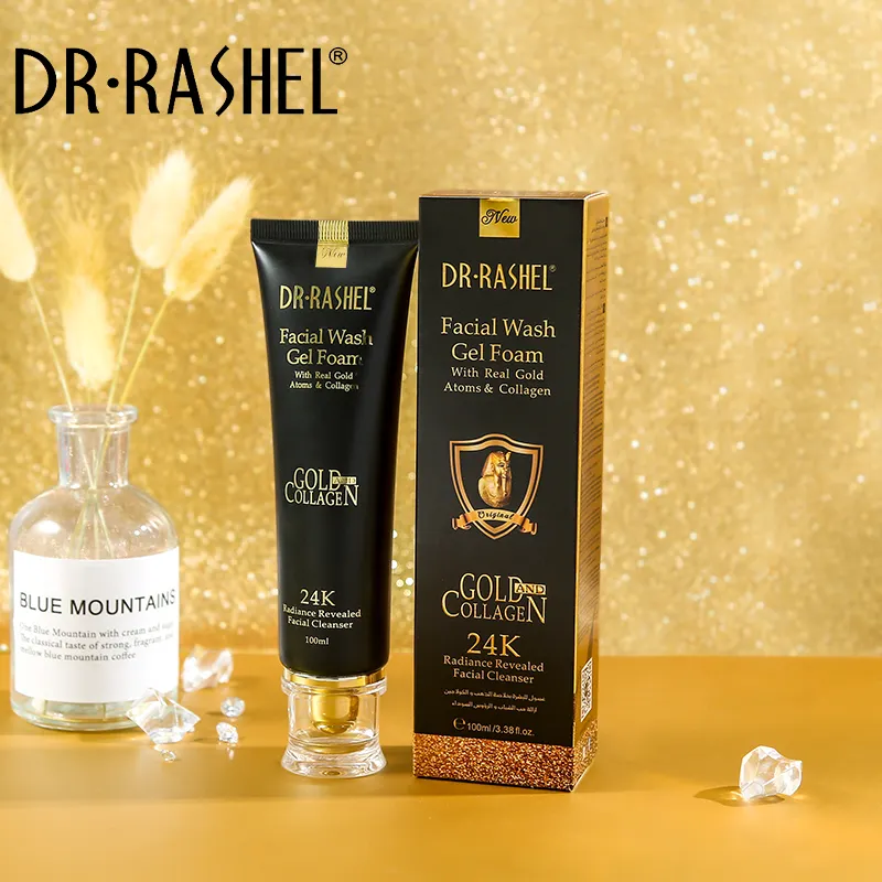 DR.RASHEL — Gel de lavage du visage, mousse nettoyante, à base de collagène, professionnel, or 24 K