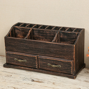 Solid Wood Desktop Organizer With <b>Drawers</b> And Compartments For Stationery Storage Home Office Use - Product Image 4