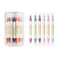 Marqueurs à double pointe obliques à pointe souple avec système d'encre à noyau en coton, stylos à pointe en fibre pour la calligraphie, le dessin et les fournitures artistiques