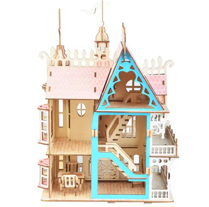 Jeux de puzzles en bois 3D à faire soi-même, jeux de réflexion pour enfants et adultes, kit de construction en bois découpé au laser DIY, villa fantastique - Product Image 3