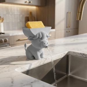 Portaspugne 3D a forma di vitello, organizer per lavello da cucina con drenaggio, vassoio portaoggetti per la pulizia del piano di lavoro a forma di animale dei cartoni animati - Product Image 4