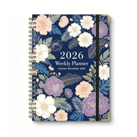 Carnets personnalisés à spirale A4/A5 avec couverture dorée, 50 feuilles, pour entreprise, collection 2026-2027