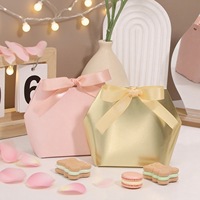 Boîte en papier créative, sac en papier hexagonal, boîte cadeau, boîte d'emballage pour bonbons, boîte à bonbons pour célébrations, boîte en papier pliable, boîte à bonbons avec nœud, boîte à main