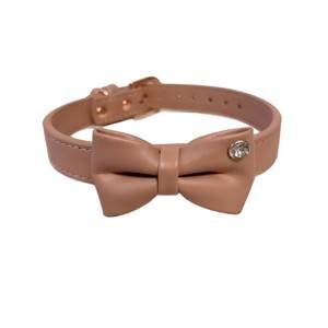 Pet Collar PU Leather Bow Adjustable Small Dog Cat Elegant <b>Rose</b> Gold <b>Light</b> Green <b>Light</b> Purple Solid Color - Product Image 5