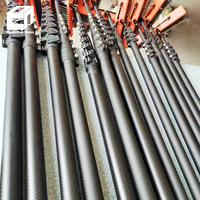 50ft 60ft 65ft 100% vrais poteaux télescopiques en Fiber de carbone rouge mat 3K poteau de nettoyage/lavage de vitres en Fiber de carbone avec Kit de brosse