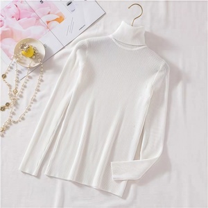 Camisola de outono de gola alta das mulheres t-shirt; Slim-fit Top versão coreana da versão feminina de t-shirt de pulôver
