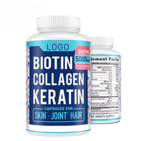 Capsules végétaliennes de biotine 10000mcg à force maximale pour la croissance des cheveux, sous marque privée, pour cheveux, peau et ongles, 3 en 1