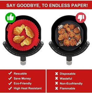 Moules à gâteau en silicone réutilisables, écologiques et durables pour friteuse à air, forme ronde, ensemble d'accessoires de four avec doublures pour cuisine domestique - Product Image 4