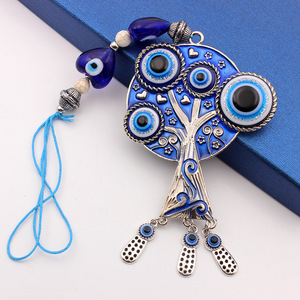 Ornamento da appendere in lega smaltata blu con occhio di Allah e <span class=keywords><strong>albero</strong></span> della vita, decorazione per la casa, arte da parete, all'ingrosso - Product Image 4