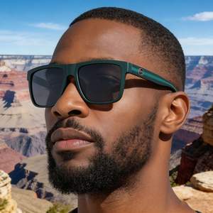 Lunettes de soleil pour hommes, monture carrée, polarisées, verres TAC UV400, monture en plastique et métal, noires, protection solaire pour la conduite en extérieur - Product Image 2