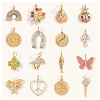Colgante de Joyería Personalizada de Moda DIY con Cadena Básica, Diseño Herradura y Mariposa, Chapado en Oro