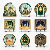 Vente en gros de cadeaux religieux musulmans, plaque islamique en forme de croissant de lune, ornement en résine 3D, décoration du Ramadan et de l'Aïd, faible MOQ, en vrac