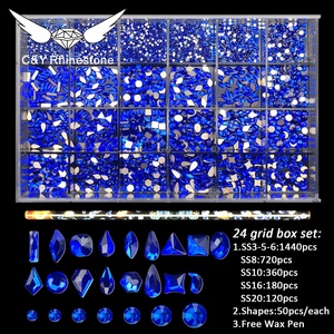 C & Y 24 Grid Mixed 17 Shapes 7 Tamaños Piedras Caja Nail Art <span class=keywords><strong>AB</strong></span> Diamantes de imitación Cristales para decoración de uñas - Product Image 3
