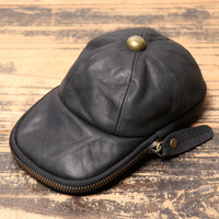Sac en cuir véritable Crazy Horse pour homme, forme chapeau, grande capacité, avec fermeture éclair, porte-clés, porte-monnaie et pochette pour téléphone – Vente en gros
