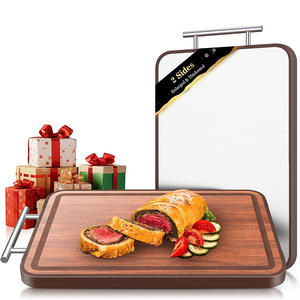 <span class=keywords><strong>Planche</strong></span> à découper en bois d'ébène et titane, double face, sans BPA, certifiée FSC, épaisse, antidérapante, pour charcuterie et cuisine - Product Image 1