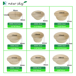 Bols jetables biodégradables compostables Bol à soupe rond à emporter Bol à ramen en canne à sucre avec couvercle - Product Image 3