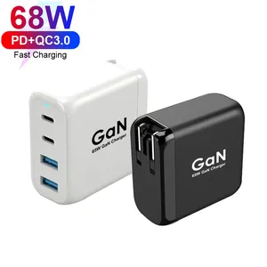 GaN Tech 4 Ports USB C 68W PD Charge Type C Adapter Wall Charger PD Fast Charging USB Mobile Phone Charger