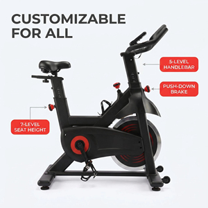 Vélo de spinning avec cadre en acier durable, capteur de fréquence cardiaque, support tablette, pour entraînement en intérieur et programme de perte de poids - Product Image 1