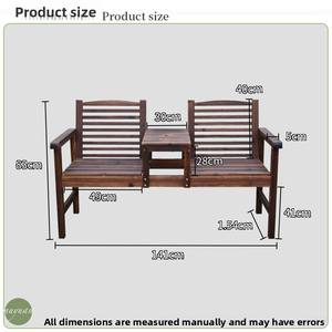 आधुनिक एंटी-जंग ठोस लकड़ी बैकरेस्ट अवकाश लंबे कुर्सी गार्डन आंगन आउटडोर भंडारण स्टूल पार्क डबल चाय टेबल सीट - Product Image 6