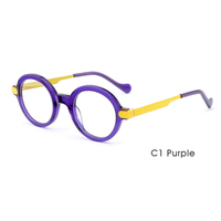 Montures de lunettes de vue rondes en acétate pour femmes, style créateur, vente en gros, logo personnalisé