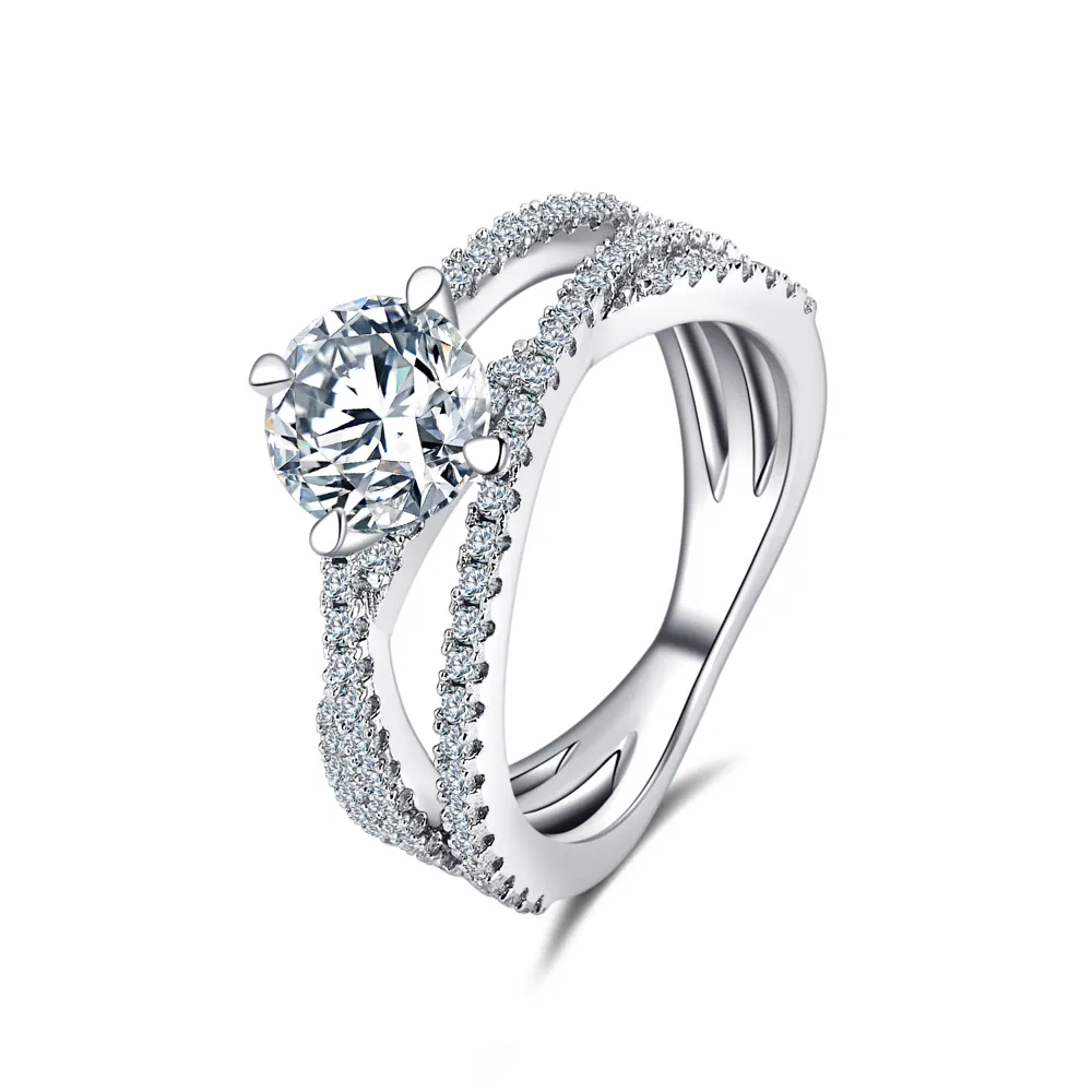 Dortnover VVS 1 D Color Moissanite Diamond Women Rotating Vintage Stacking Rings 925 Sterling Silver Moissanite Engagement Ring