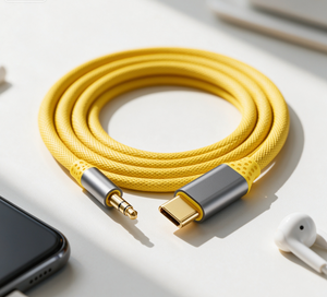 USB C 公头转 3.5 毫米公头音频适配器电缆 1.2M 专业编织护套，适用于汽车扬声器、耳机、麦克风、电脑 - Product Image 4