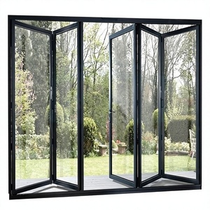 Portes pliantes automatiques en alliage d'aluminium avec double vitrage trempé, isolation phonique, pour usage intérieur/extérieur dans les villas - Product Image 1