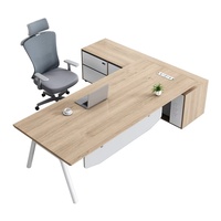Bureau de direction moderne extensible en panneaux de bois pour bureau à domicile avec boîte de gestion des câbles et design de conférence sous le bureau