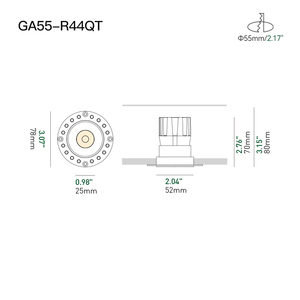 XRZLux 10W COB LED Empotrable Downlight Aluminio Antideslumbrante Foco de techo <span class=keywords><strong>fijo</strong></span> para el hogar y el hotel Diseño moderno Clasificación IP44 - Product Image 5