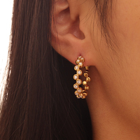 Anlaufbeständige Edelstahl-PVD-18K-Vergoldete Luxus-Creolen mit Zirkonia-Besatz für Damen, Wasserfester Schmuck