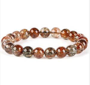 Pulsera de Cristal Natural Super Siete, Cuarzo Rutilado Negro Dorado, Cuentas Curativas, Joyería Unisex de Piedra Melodía, Suministro al por Mayor - Product Image 4
