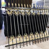 Spear Top Gegalvaniseerd Staal Hekwerk Paneel Heavy Duty Roestvrij Buiten Tuin Beveiliging Grens Zwarte Poedercoating 6x8Ft