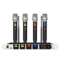 Système de microphone sans fil UHF 4 canaux CHXYKOM IU-4017A True Diversity avec suppression du bruit, 4 émetteurs portatifs en métal