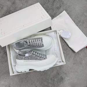 Chaussures de course décontractées en cuir véritable et denim pour femmes et hommes, de haute qualité, à lacets, semelle épaisse respirante - Product Image 3