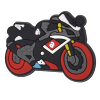 Patch promotionnel plat en PVC souple adhésif, technique de goutte de colle, pour vêtements, accessoires DIY, thème moto transfrontalier, motif trompette