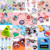 Porte-clés personnalisé en acrylique découpé au laser, breloque en plastique DIY, breloque transparente imprimée personnalisée, breloque anime scintillante, accessoires de sac personnalisés