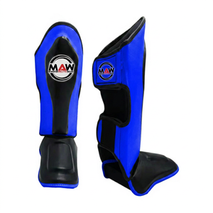 Protège-tibias professionnels MAW en cuir PU pour MMA, protection des jambes pour le kick-boxing, fermeture auto-agrippante, légers, pour adultes - Product Image 2