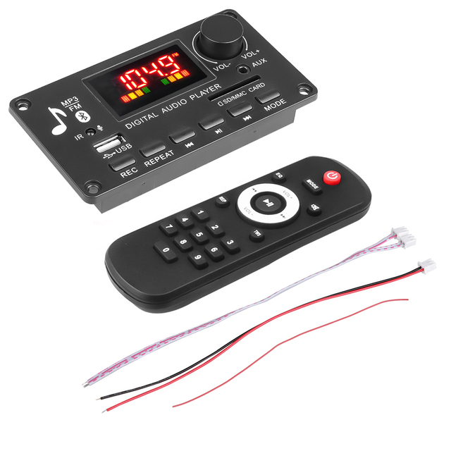 80W Car Audio Module Wireless Music Decoder Board with FM Radio Handsfree Player DC 5V-26V Amplifier Audio Receiver & Players